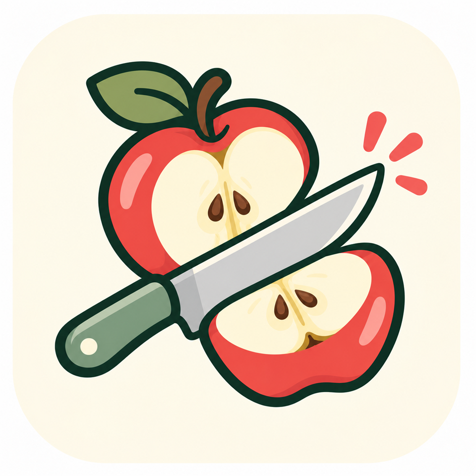 Chopple apple and kitchen knife logo